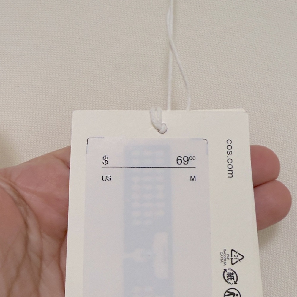 NWT COS Knitted Cotton T-Shirt in Off White - Picture 10 of 11